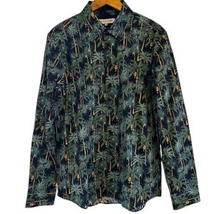John Lennon Button Up Shirt Mens Large Long Sleeve Multicolor Tropical Print